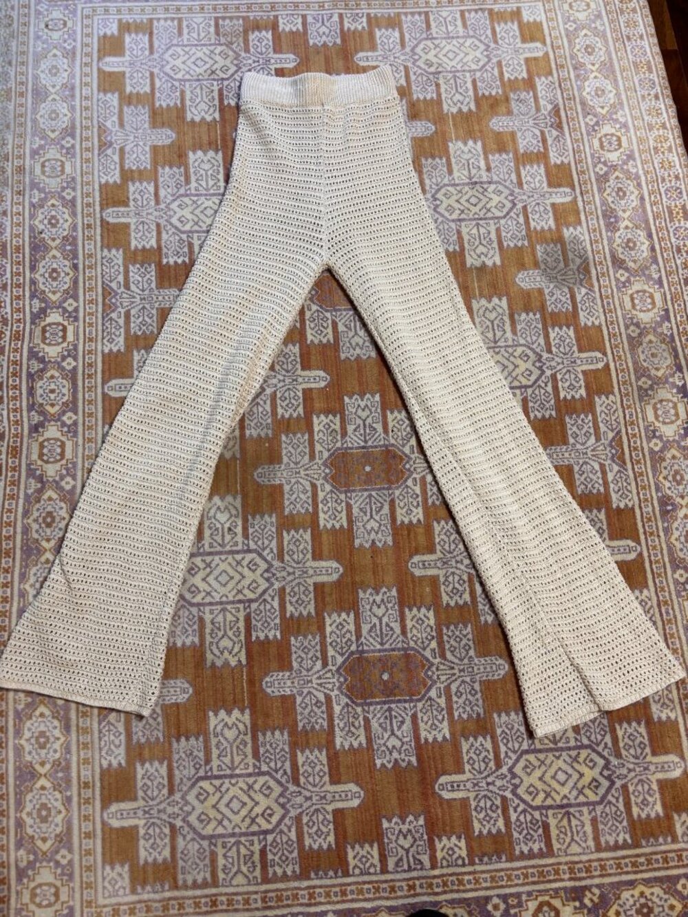 Boho Cream Crochet Knit Wide Leg Pants | Beach Resort Festival